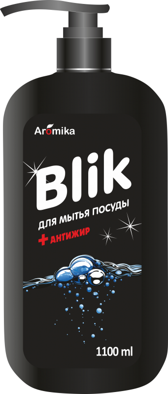 Средство для мытья посуды BLIK Антижир, с дозатором, 1100 мл.