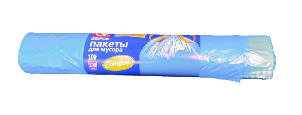 Пакеты для мусора с завязками Grifon 120 л., 10 штук в рулоне